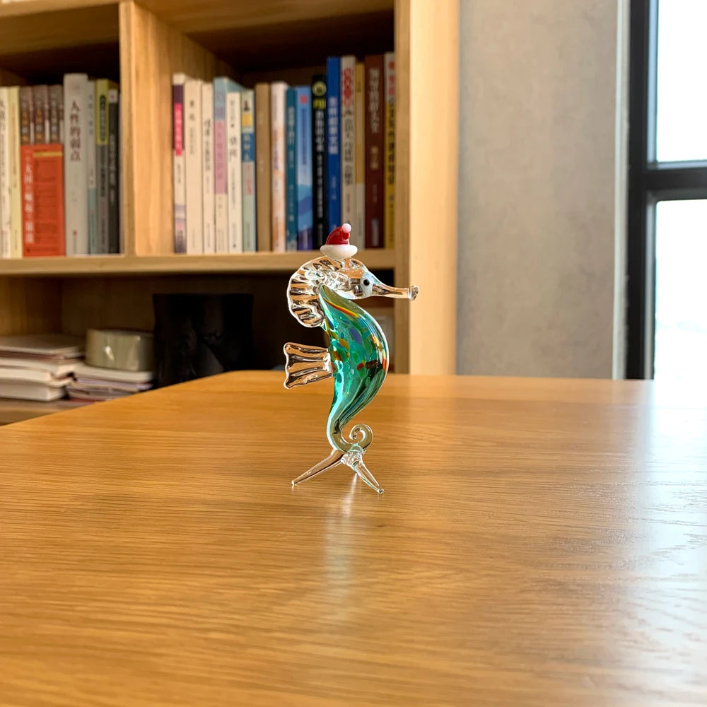 Crystal Hippocampus Sea Animal Figurines, Glass Seahorse Paperweight, Hand Blown, Modern Miniatures, Home Decor, Christmas Gift