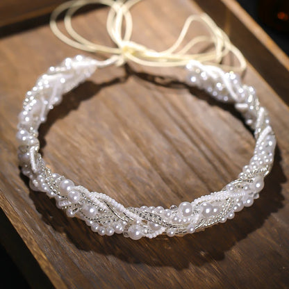 Pearl Hairband Bride Head Jewelry Wedding Accessories Pearl Tiara Headband on the Head Women's Jewelry
