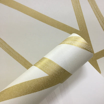 Beige Geometric Paper Wallpaper Roll Gold Triangle Luxury Wall Paper Home Decor