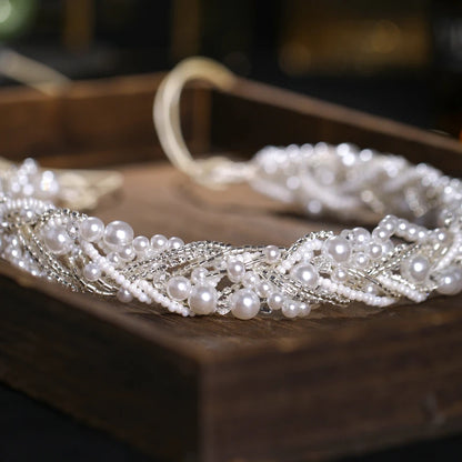Pearl Hairband Bride Head Jewelry Wedding Accessories Pearl Tiara Headband on the Head Women's Jewelry