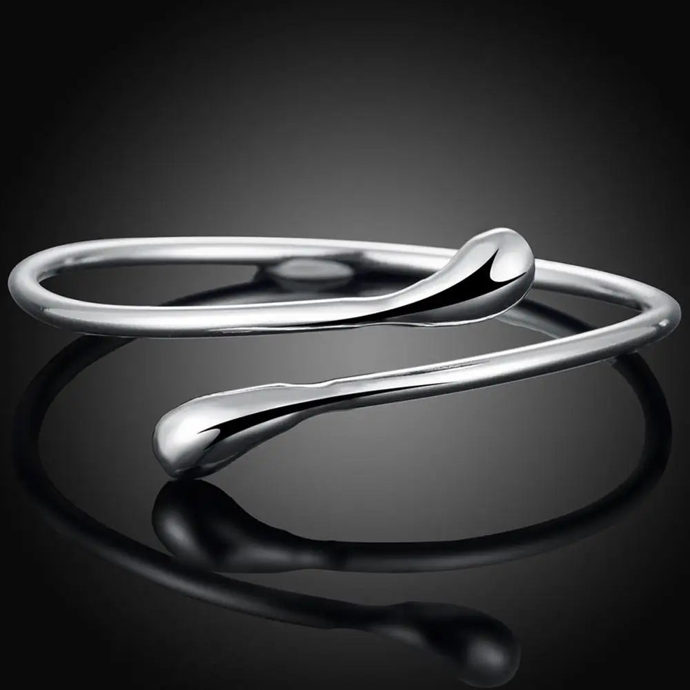 Charm 925 Sterling Silver Bracelets for Women fine Water droplets bangles lady Fashion Wedding Party Christmas Gift Jewelry