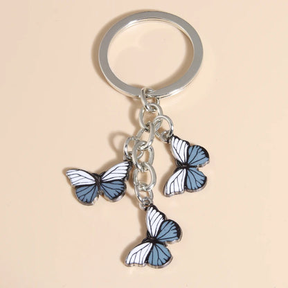 Cute Keychain Colorful Butterfly Key Ring Enamel Flying Animals Key Chains For Women Girls Handbag Accessorie Handmade Jewelry
