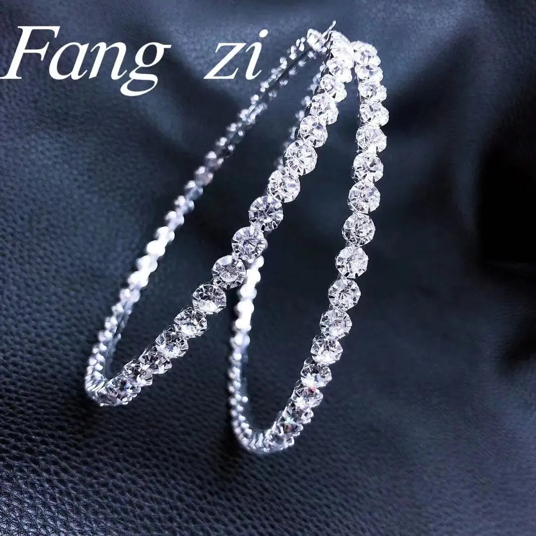 New exquisite fashion earrings jewelry geometric design round single row Rhinestone Earrings for her gift
