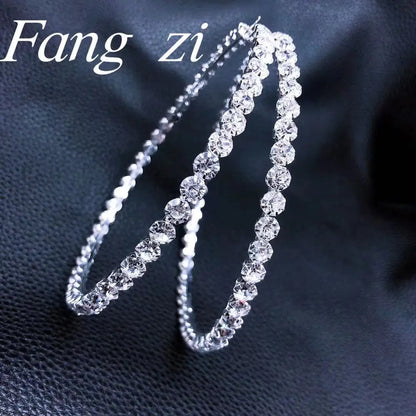 New exquisite fashion earrings jewelry geometric design round single row Rhinestone Earrings for her gift
