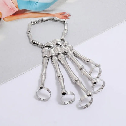 Halloween Bracelet For Women Gothic Punk Hand Skull Skeleton Elasticity Adjustable Bracelet Bangles Femme Party Accessories