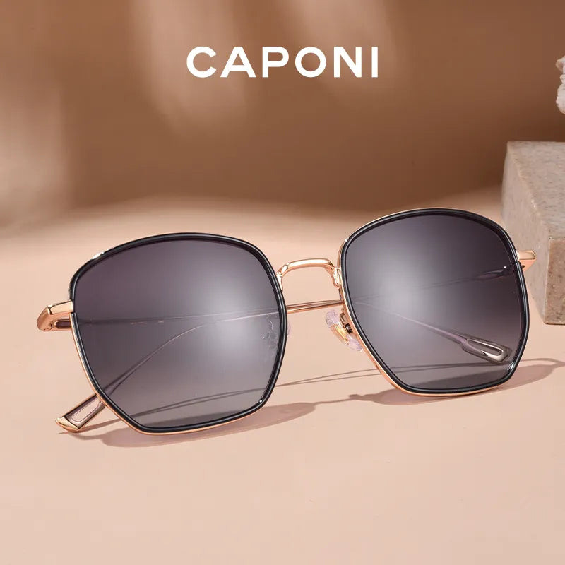 CAPONI Women's Sunglasses Fashion Polarized Sun Glasses For Female Trending Retro Brand Eyewear UV400 Protect Shades CP31016