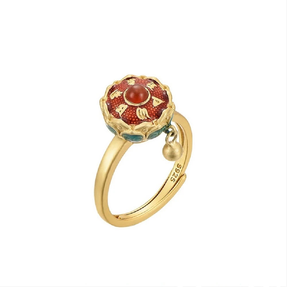 Vintage Spinner Rings Jewelry For Women Finger Ring women's Rings Trend Rotatable Lotus Anti Stress Buddhism Ring Anillos Mujer