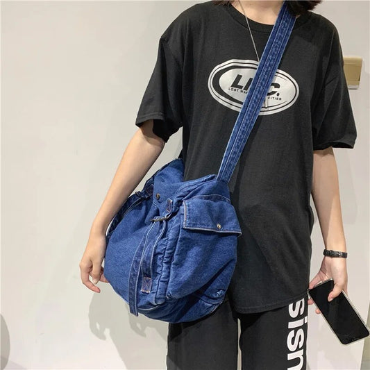 Women Denim Blue Shoulder Bag New Design Brand Female Canvas Jeans Tote Handbags Large Vintage Crossbody Travel Mochila
