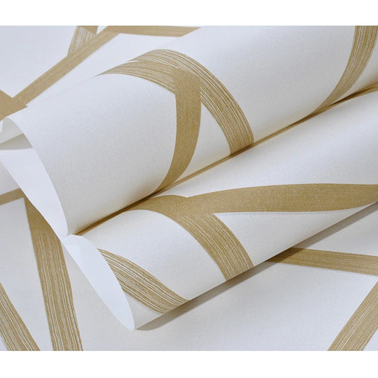 Beige Geometric Paper Wallpaper Roll Gold Triangle Luxury Wall Paper Home Decor
