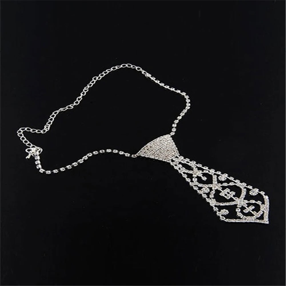 HOT SALES！！！New Arrival Women Vintage Rhinestone Inlaid Tie Long Necklace Wedding Jewelry Accessory Gift Wholesale Dropshipping