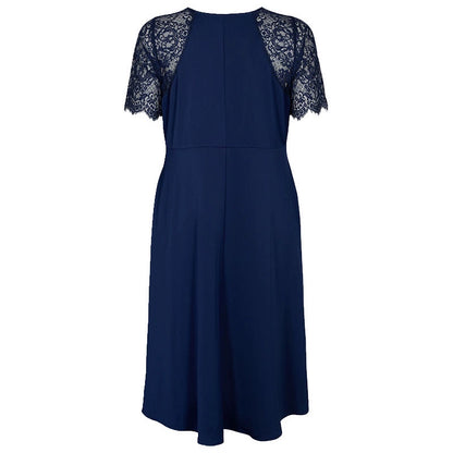 Lace Stitching Midi Trailing Dress Evening Gown