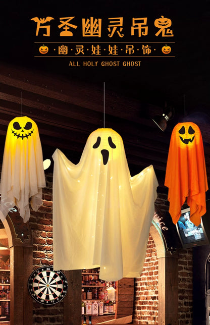 EtherealBe Halloween ghost pumpkin lamp with playful ghost designs for spooky decor