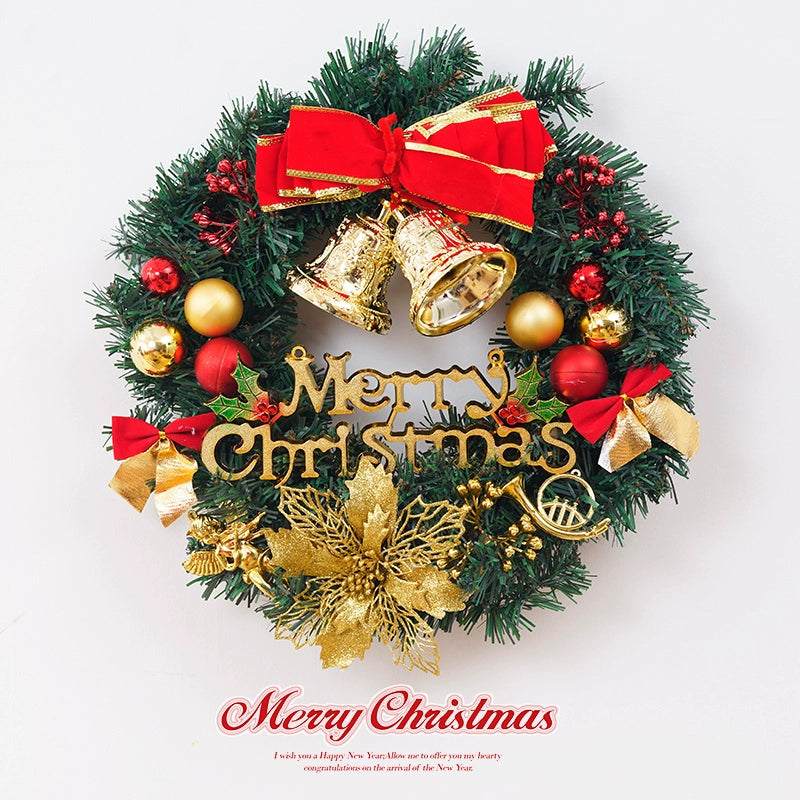 Christmas Decoration New Year Garland Door Hanging Ornaments Wreath Rattan Home Christmas Tree Pendant Bell Scene Layout