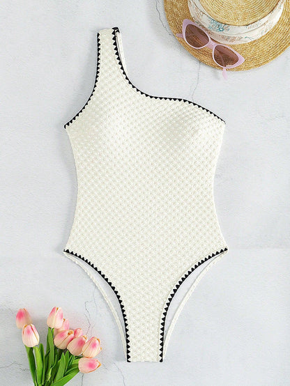 Swimwear White 2 Piece Strapless Swimsuit for Women Sexy Bandeau Backless Bikini Set Lace-up Patchwork Bathing Suit 2025 New
