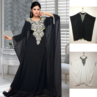 Indonesian Embroidered Patchwork round Neck Formal Dress