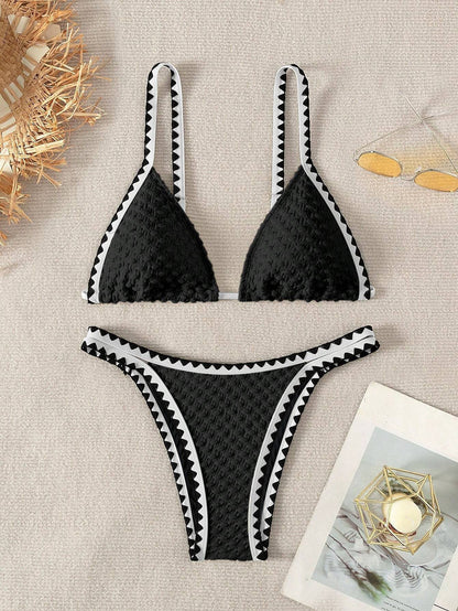 Swimwear White 2 Piece Strapless Swimsuit for Women Sexy Bandeau Backless Bikini Set Lace-up Patchwork Bathing Suit 2025 New