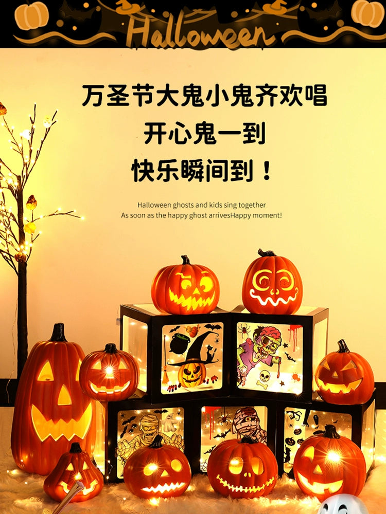Big Pumpkin Lights Halloween Decorations Decoration Scene Layout Shopping Mall Pile Head Art Gallery Party Supplies Door Light-Emitting