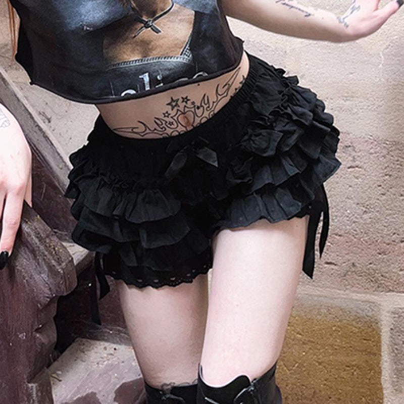 AltGoth Cute Jk Lolita Skirt Shorts Women Mall Goth Fairycore Grunge Streetwear Kawaii Bow Patchwork Cosplay Skirt Shorts Female