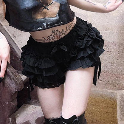 AltGoth Cute Jk Lolita Skirt Shorts Women Mall Goth Fairycore Grunge Streetwear Kawaii Bow Patchwork Cosplay Skirt Shorts Female