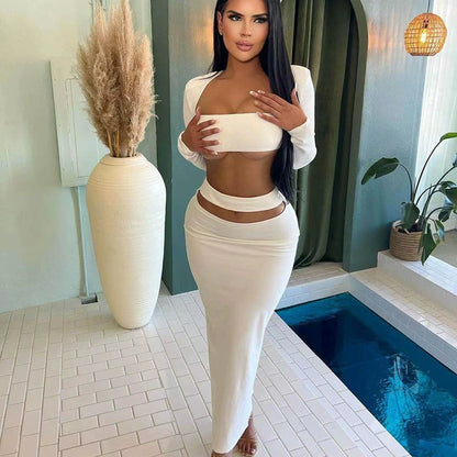 Fashion Midriff Top with Matching Skirt