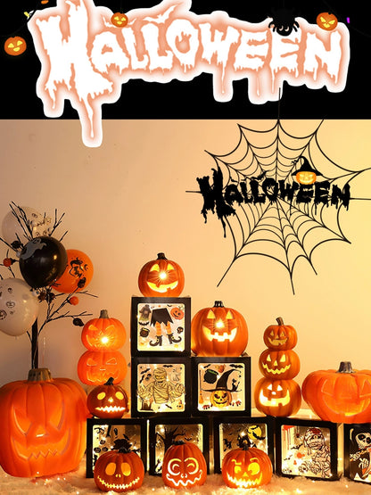Big Pumpkin Lights Halloween Decorations Decoration Scene Layout Shopping Mall Pile Head Art Gallery Party Supplies Door Light-Emitting