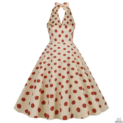 Retro Hepburn Style Polka Dot Banquet Dress