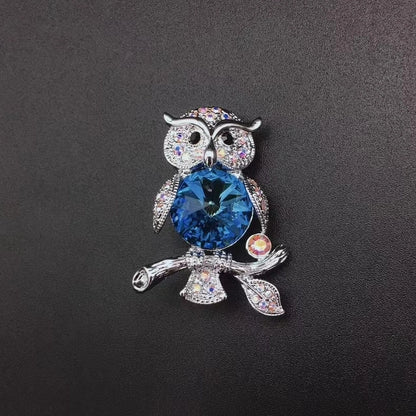 High-Grade Crystal Brooch Owl Luxury Corsage Businese Suit Accessories Exquisite PIIN Scarf Clasp Female Birthday Present
