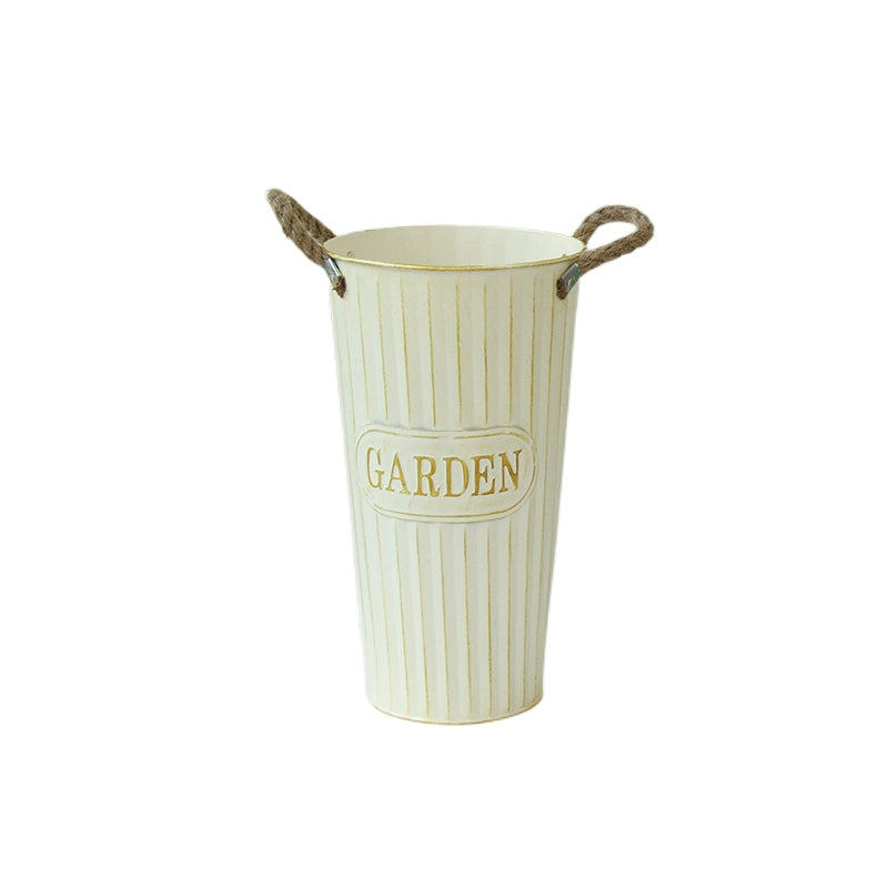 Retro Nostalgic White Flower Buckets for Home Decoration -  Flower Arranging Decor