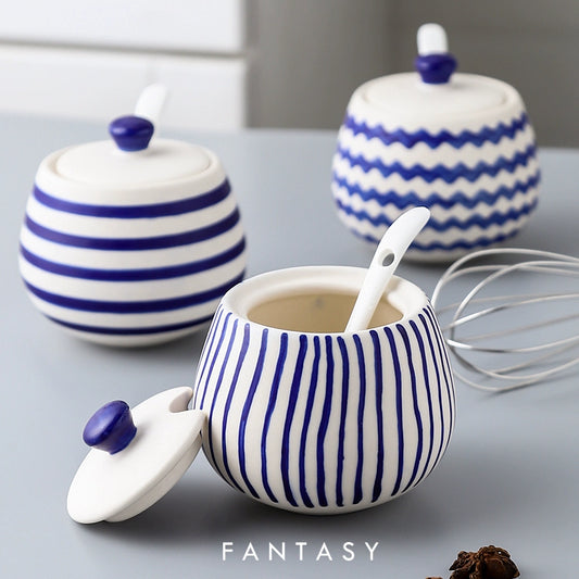Hand Painted Underglaze Seasoning Containers