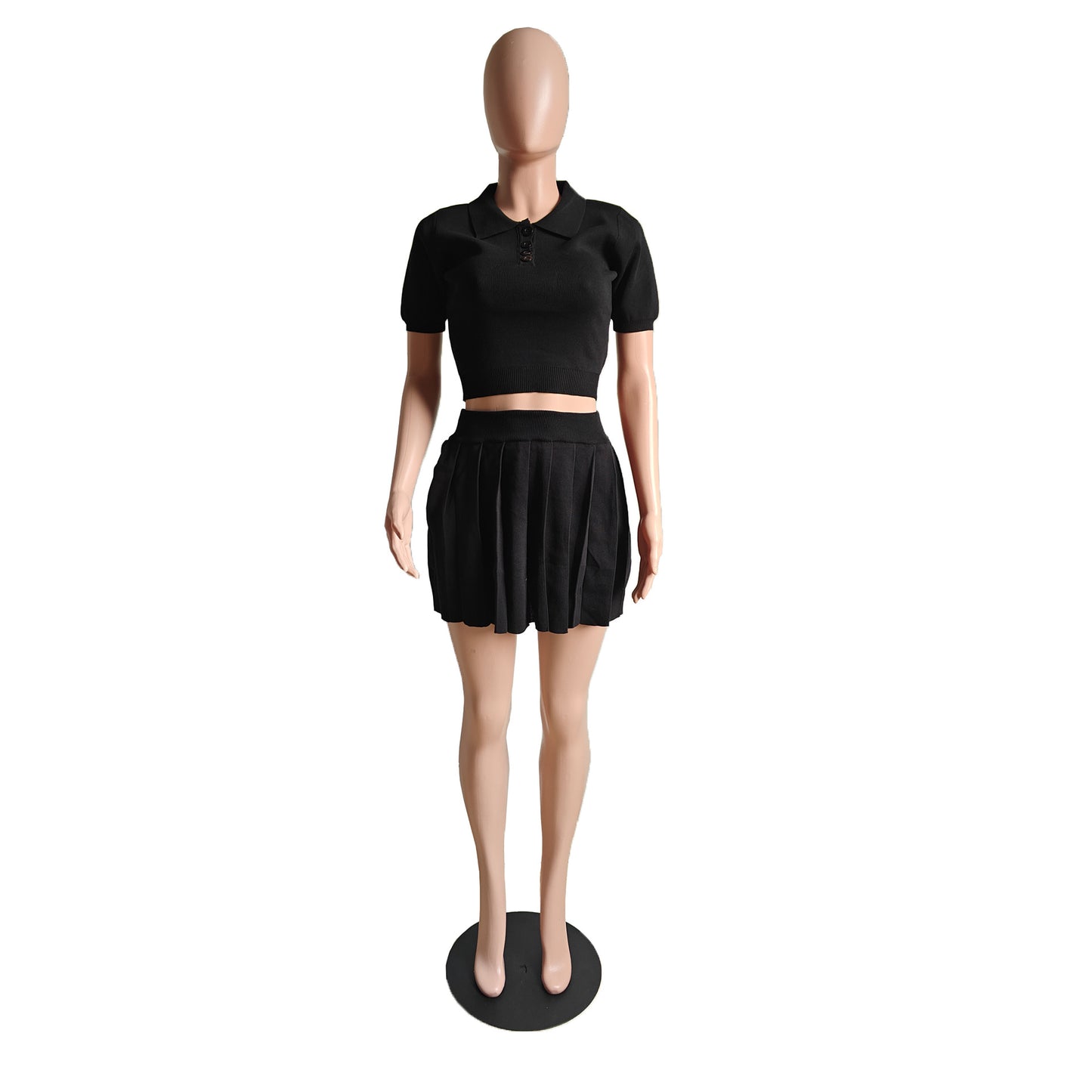 CM.YAYA Fashion Sport Women's Set Pleated Mini Skirt and Short Sleeve T-shirt Top 2024 Street Two 2 Piece Dress Sets Outfits