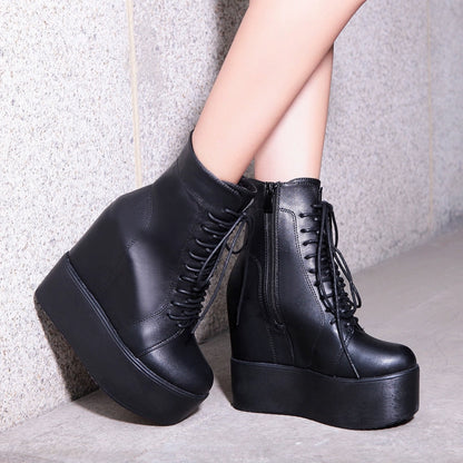 Platform Shoes Thick Sole Inner Height Increasing Wedge Heel Fashion Women's Boots