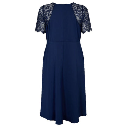 Lace Stitching Midi Trailing Dress Evening Gown