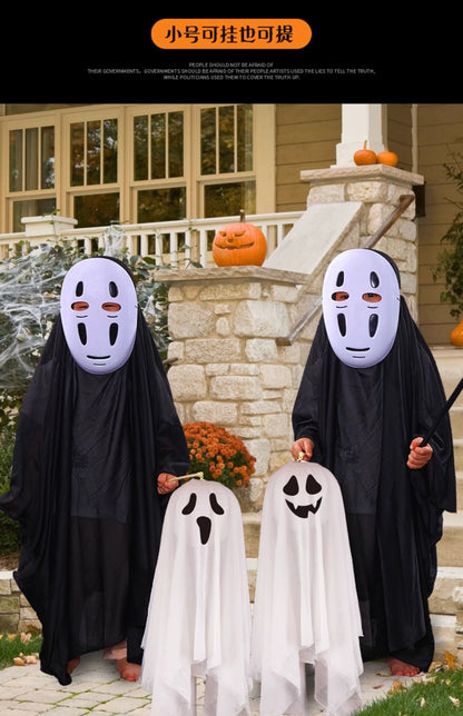 Halloween ghost pumpkin lamp with spooky decorations and festive atmosphere on a porch