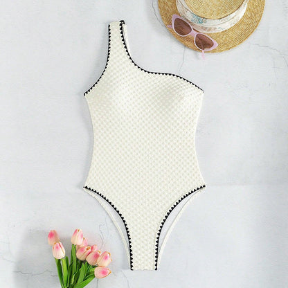 Swimwear White 2 Piece Strapless Swimsuit for Women Sexy Bandeau Backless Bikini Set Lace-up Patchwork Bathing Suit 2025 New