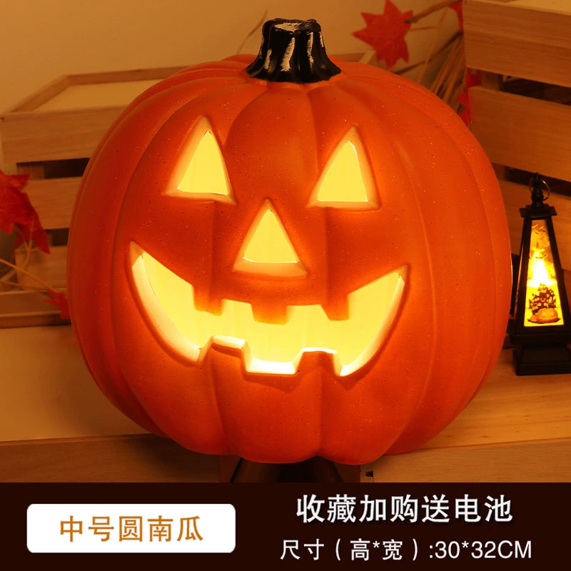 Big Pumpkin Lights Halloween Decorations Decoration Scene Layout Shopping Mall Pile Head Art Gallery Party Supplies Door Light-Emitting