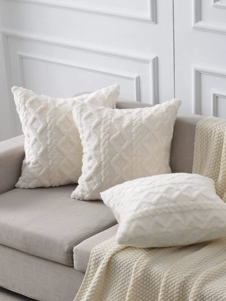 Stuffed Scandinavian Ins Pillow Couch Pillow Living Room Back Cushion Bed White Cream Wind Pillow Cover without Core