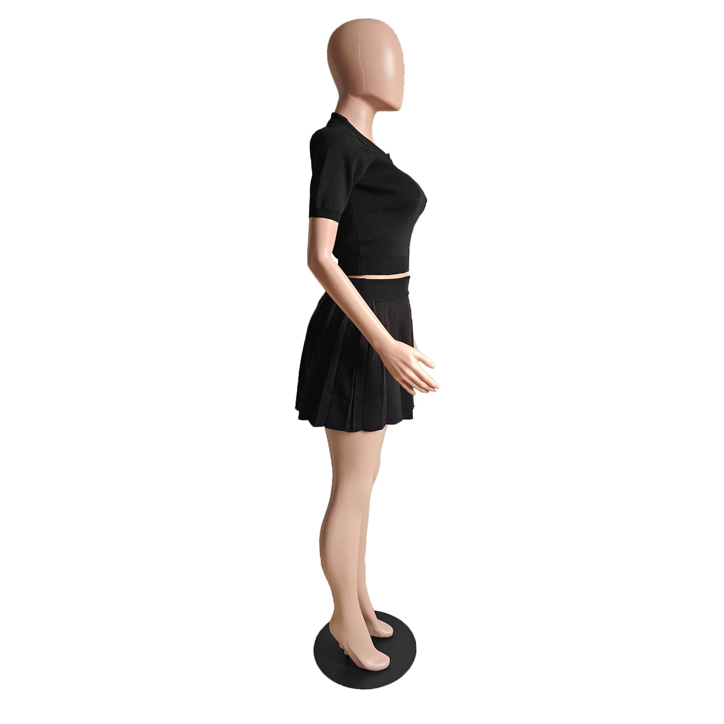CM.YAYA Fashion Sport Women's Set Pleated Mini Skirt and Short Sleeve T-shirt Top 2024 Street Two 2 Piece Dress Sets Outfits