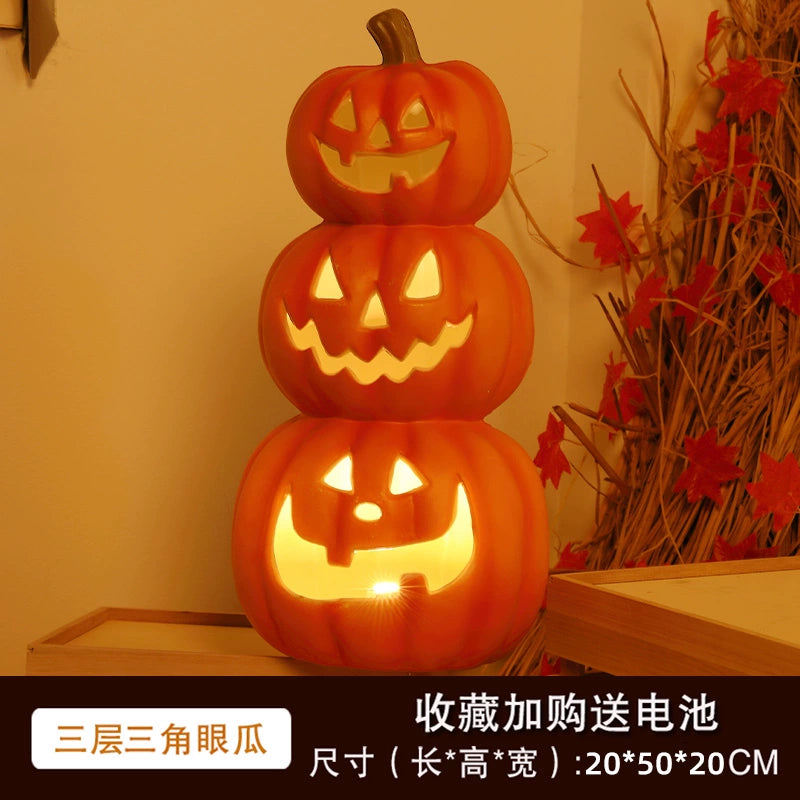 Big Pumpkin Lights Halloween Decorations Decoration Scene Layout Shopping Mall Pile Head Art Gallery Party Supplies Door Light-Emitting