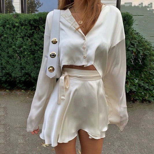 Two Piece Set Mini Satin Dress