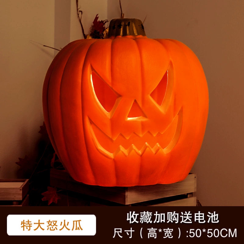 Big Pumpkin Lights Halloween Decorations Decoration Scene Layout Shopping Mall Pile Head Art Gallery Party Supplies Door Light-Emitting