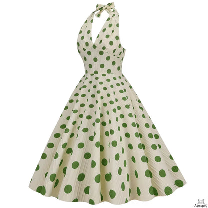 Retro Hepburn Style Polka Dot Banquet Dress
