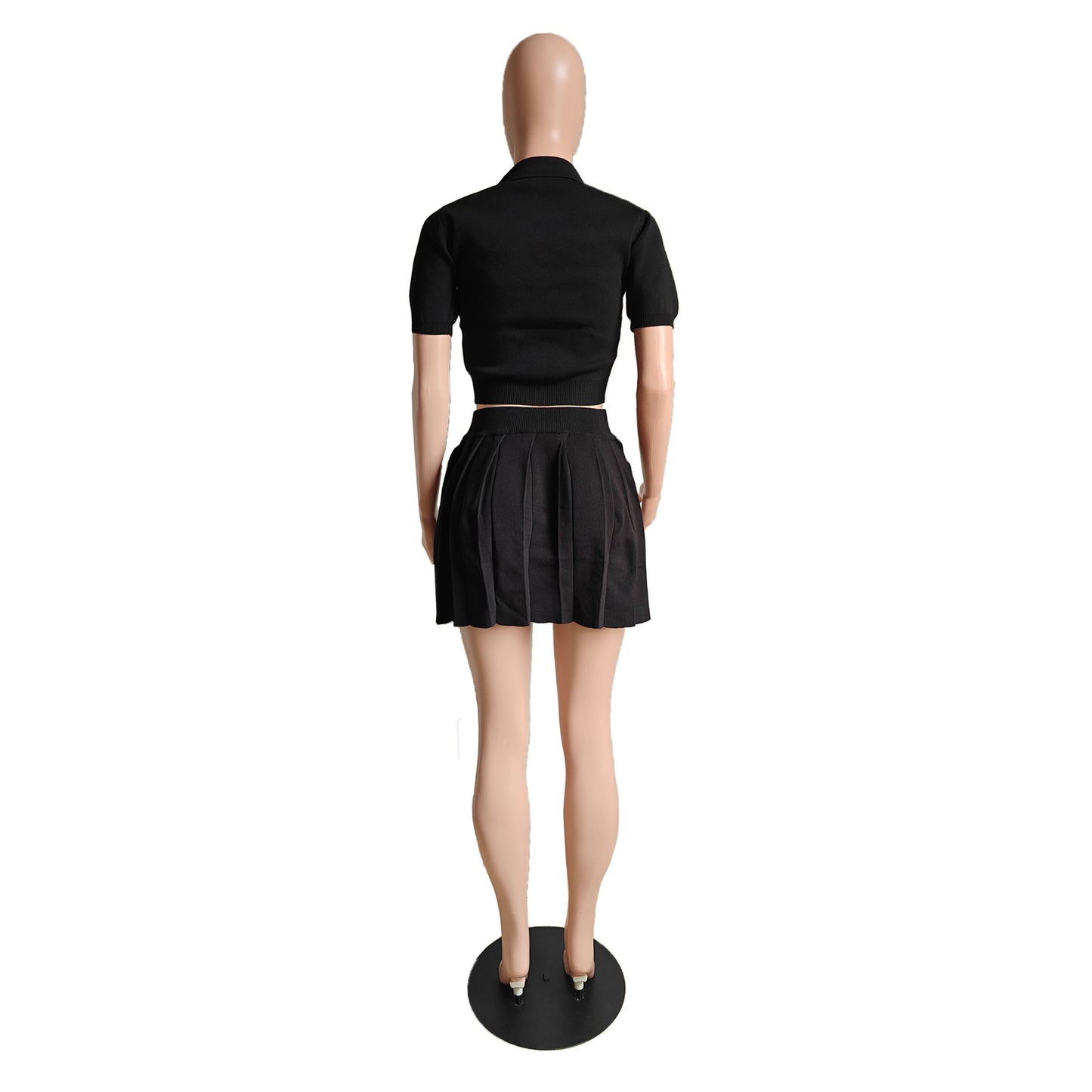 CM.YAYA Fashion Sport Women's Set Pleated Mini Skirt and Short Sleeve T-shirt Top 2024 Street Two 2 Piece Dress Sets Outfits