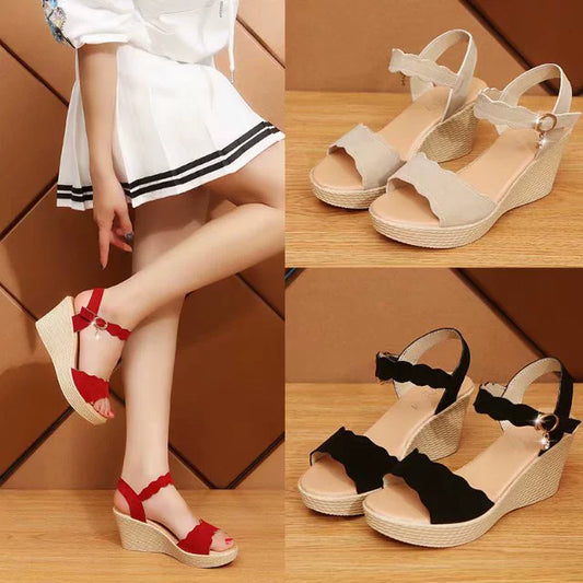Thick Sole Wedge Heel Comfort and Casual Ankle Strap Sandals