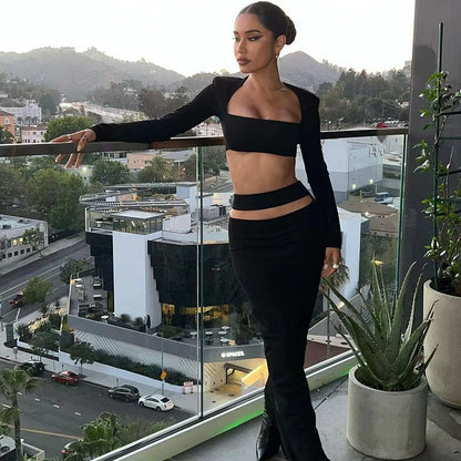 Fashion Midriff Top with Matching Skirt