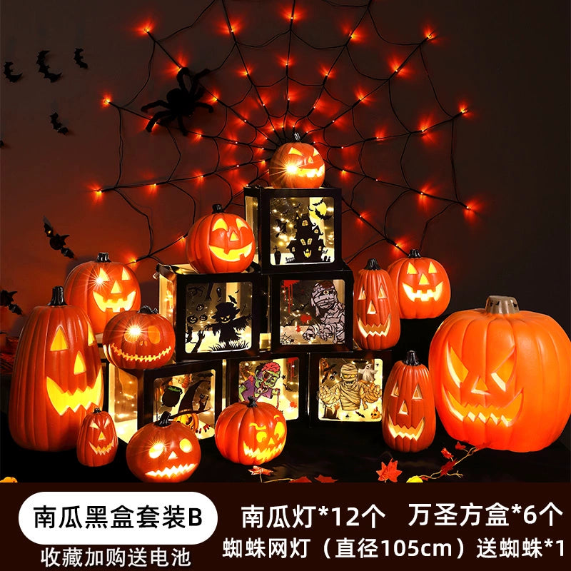 Big Pumpkin Lights Halloween Decorations Decoration Scene Layout Shopping Mall Pile Head Art Gallery Party Supplies Door Light-Emitting