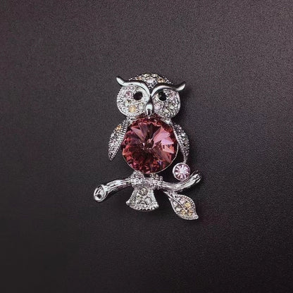 High-Grade Crystal Brooch Owl Luxury Corsage Businese Suit Accessories Exquisite PIIN Scarf Clasp Female Birthday Present