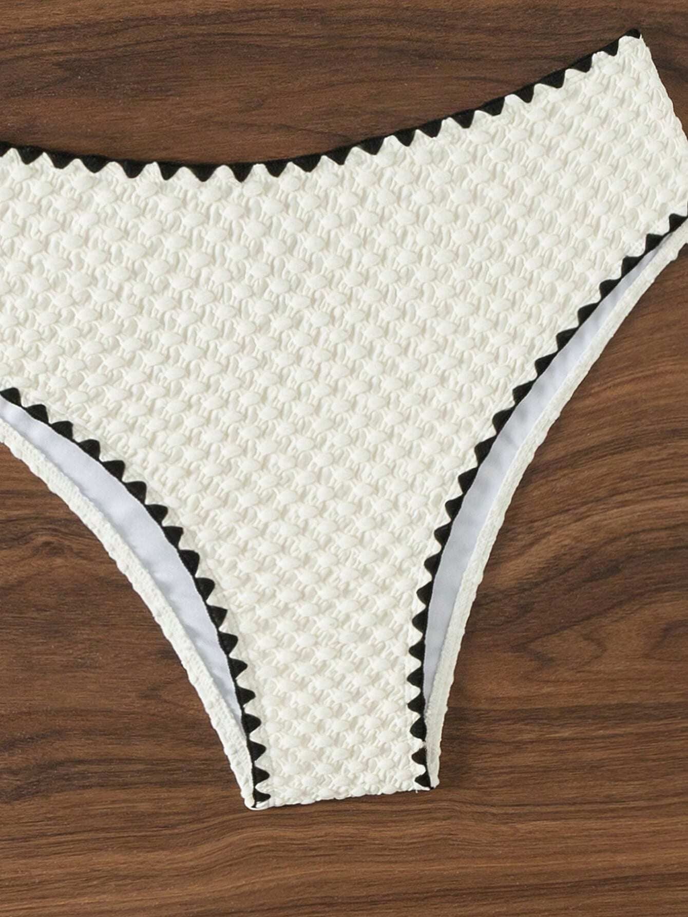 Swimwear White 2 Piece Strapless Swimsuit for Women Sexy Bandeau Backless Bikini Set Lace-up Patchwork Bathing Suit 2025 New