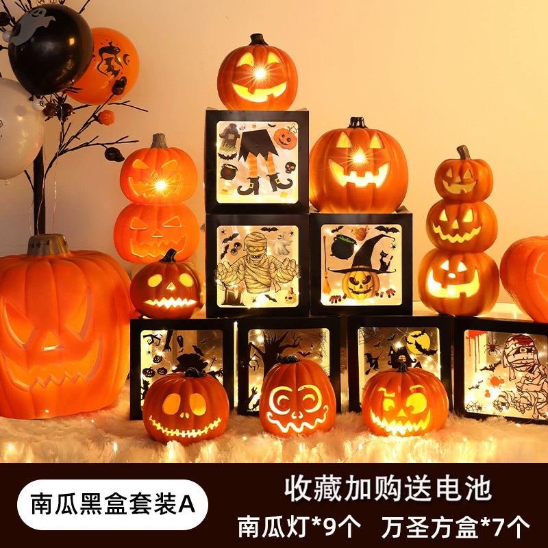 Big Pumpkin Lights Halloween Decorations Decoration Scene Layout Shopping Mall Pile Head Art Gallery Party Supplies Door Light-Emitting