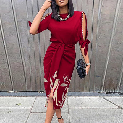 Elegant Open Sleeve Formal Dress