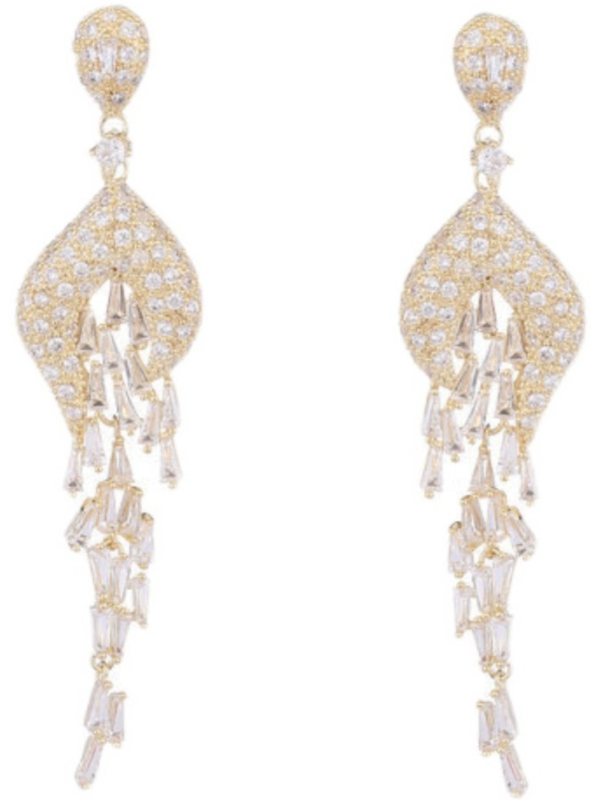 Sterling Silver Inlaid Zircon Long Banquet Earrings
